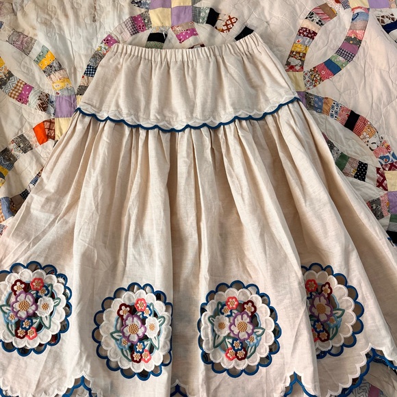 Sea New York Melinda Embroidered linen blend Skirt m medium small - Picture 6 of 6